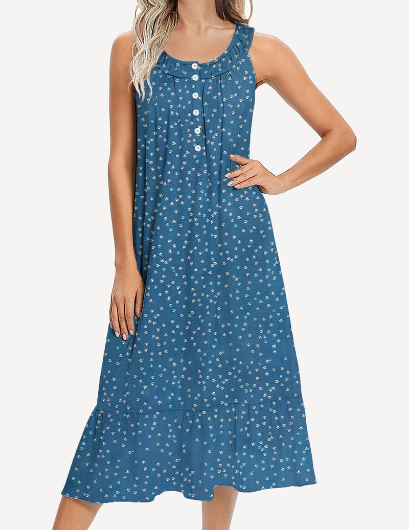 Sleeveless Nightgown with Pockets Soft Nightdress (US Only)
