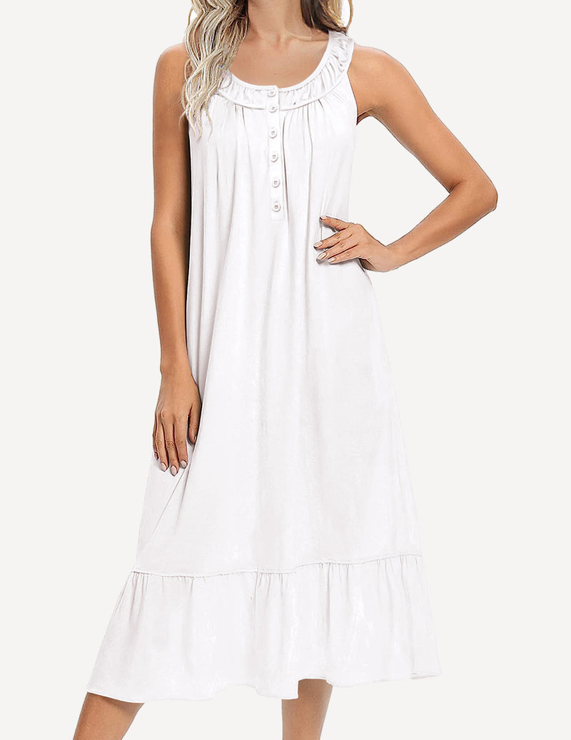 Sleeveless Nightgown with Pockets Soft Nightdress (US Only)