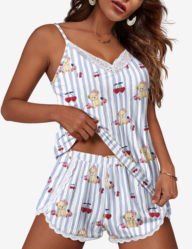 TEDDY Pajama Sets Soft 2 Piece Cami Shorts Set