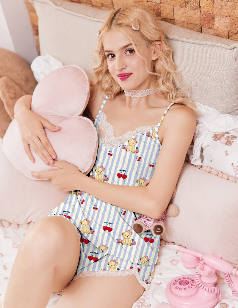 TEDDY Pajama Sets Soft 2 Piece Cami Shorts Set