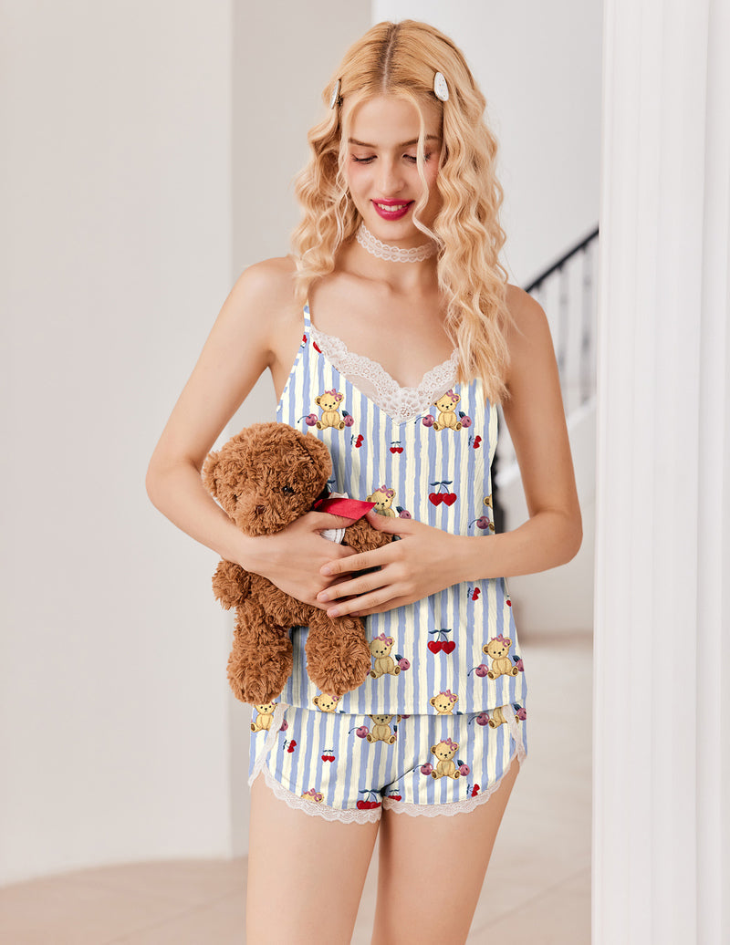 TEDDY Pajama Sets Soft 2 Piece Cami Shorts Set