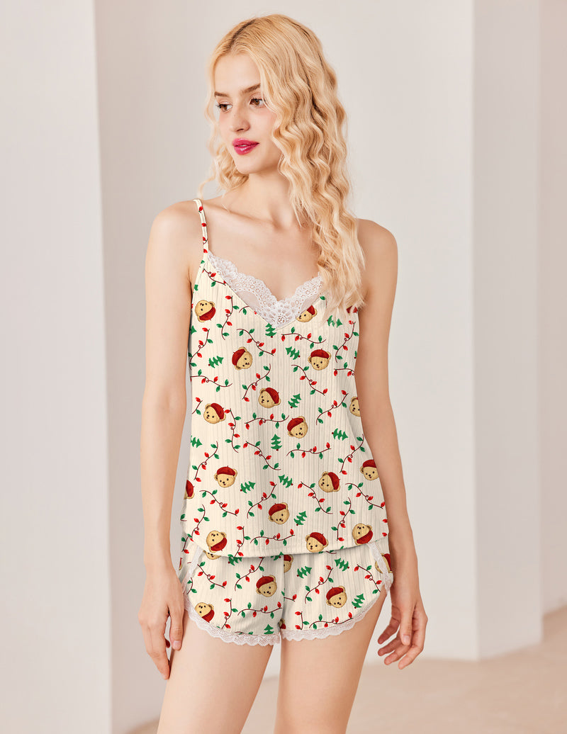 TEDDY Pajama Sets Soft 2 Piece Cami Shorts Set