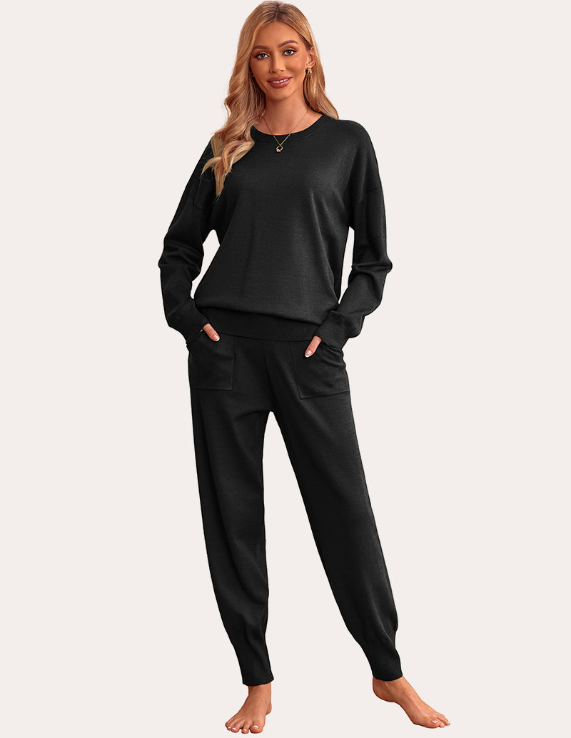 2 Piece Knit Long Sleeve Pajamas Sweatsuit (US Only)