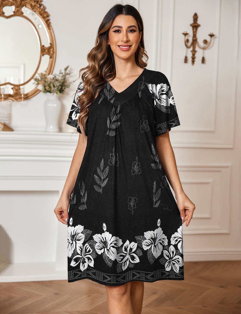 Floral Print Nightdress with Pockets (US Only)