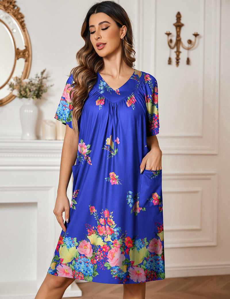 Floral Print Nightdress with Pockets (US Only)