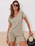 Ribbed Short Sleeve Workout Pajama Set (US Only)