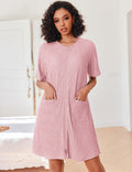 Zipper Robes Knit Short Bathrobe