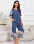 Short Sleeve Capri Pyjamas Set With Pockets