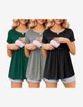 Nursing Tops 3 Packs Breastfeeding Shirts