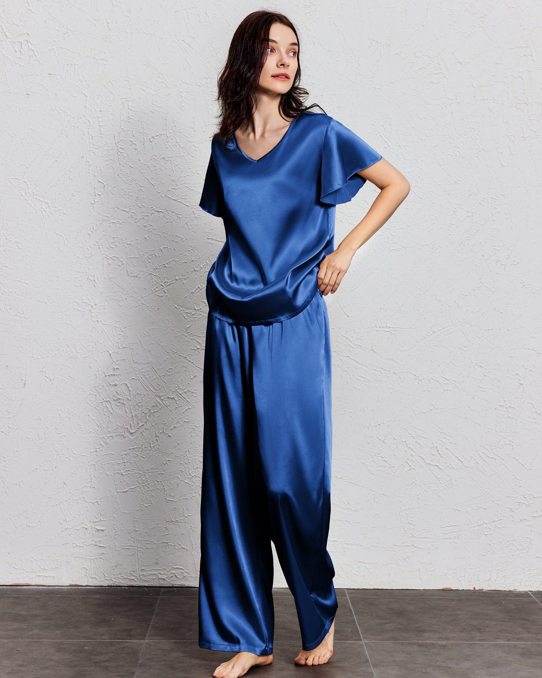 Silk Satin Ruffle Sleeve Pajama Sets (US Only)