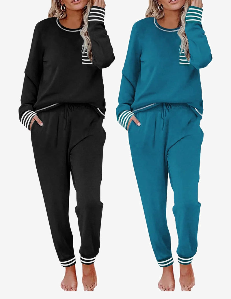 2 Pack Pajama Sets Long Sleeve Lounge Sets