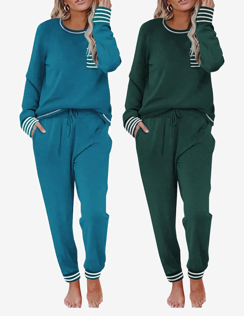 2 Pack Pajama Sets Long Sleeve Lounge Sets
