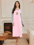 Long Sleeve Nightgowns Calf Length Sleep Shirts