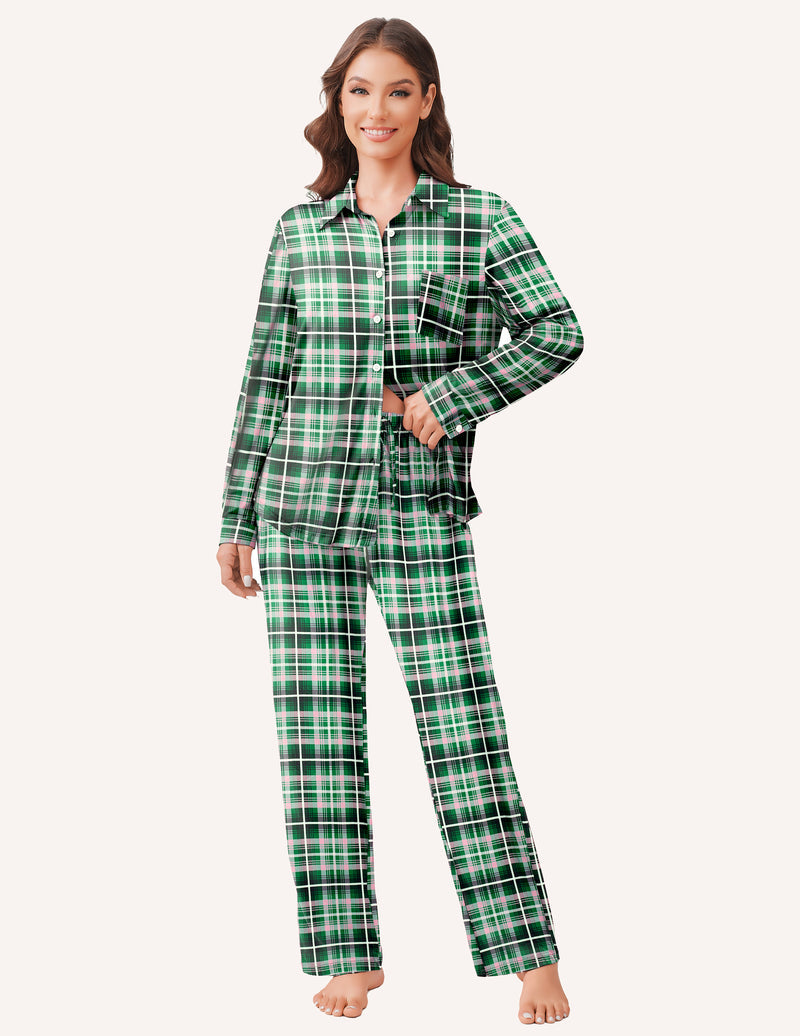 Pajama Sets Button Down Pjs Sets Soft Long Sleeve Sleepwear