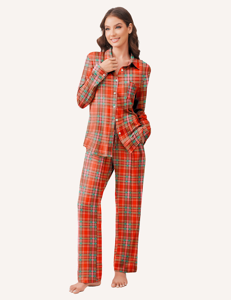 Pajama Sets Button Down Pjs Sets Soft Long Sleeve Sleepwear