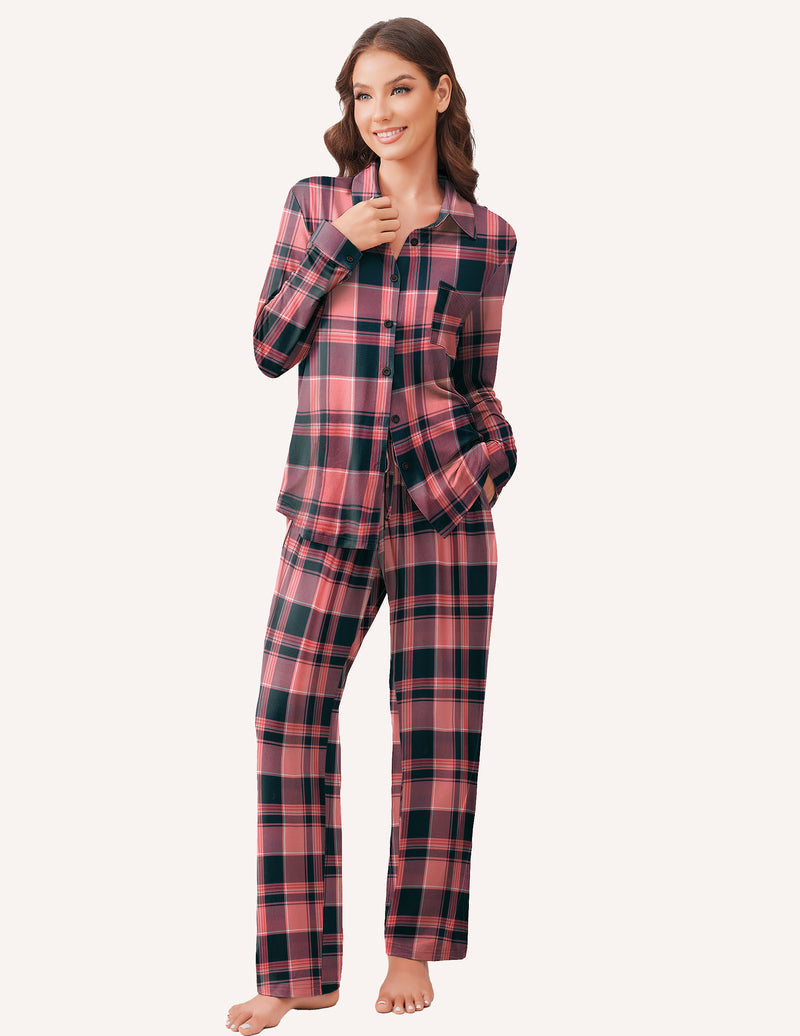 Pajama Sets Button Down Pjs Sets Soft Long Sleeve Sleepwear