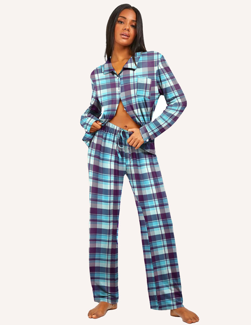Pajama Sets Button Down Pjs Sets Soft Long Sleeve Sleepwear
