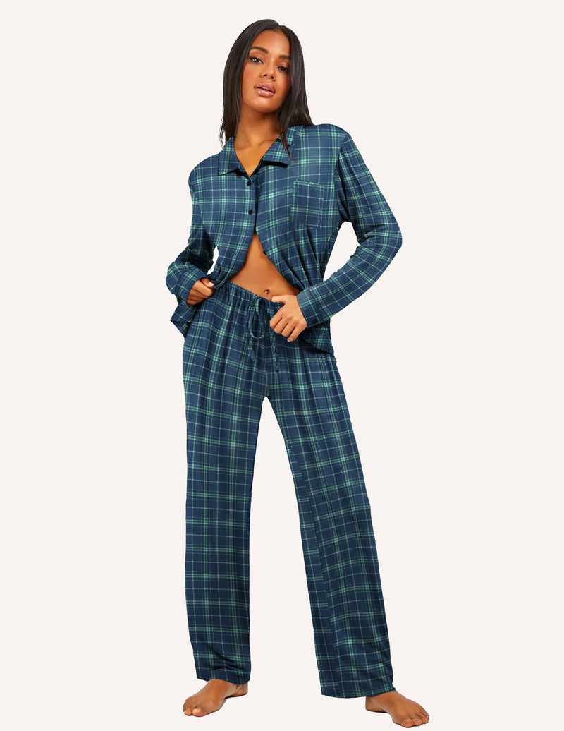 Pajama Sets Button Down Pjs Sets Soft Long Sleeve Sleepwear