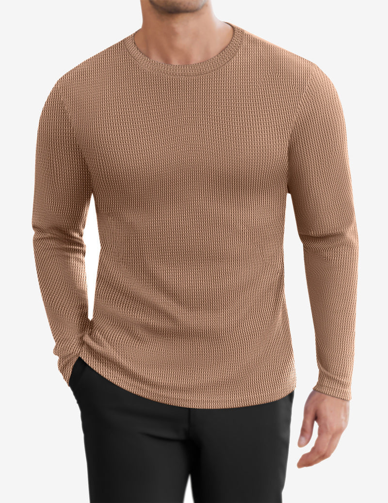 Men's Long Sleeve Shirts Waffle Sweater