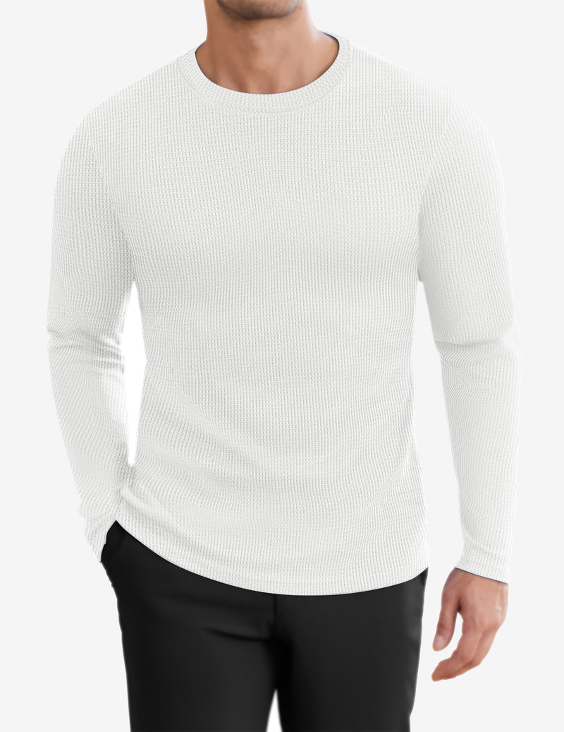 Men's Long Sleeve Shirts Waffle Sweater