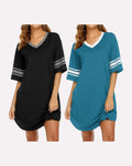 2 Pack Sleepshirts Short Sleeve Pajama Dress