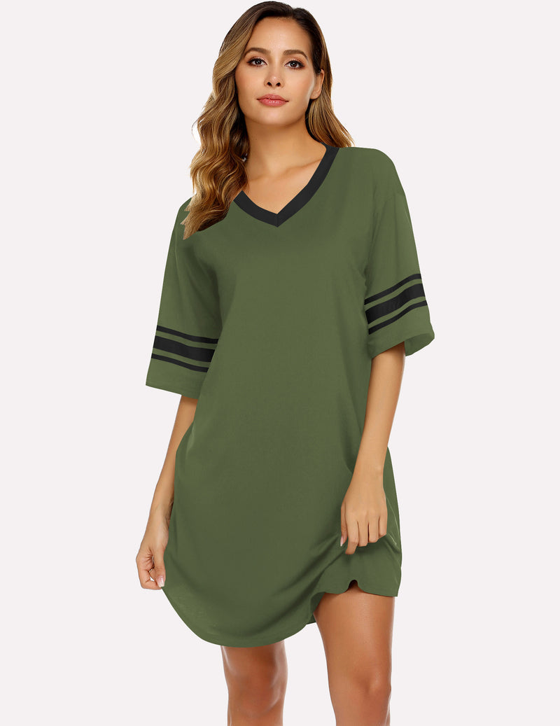 2 Pack Sleepshirts Short Sleeve Pajama Dress