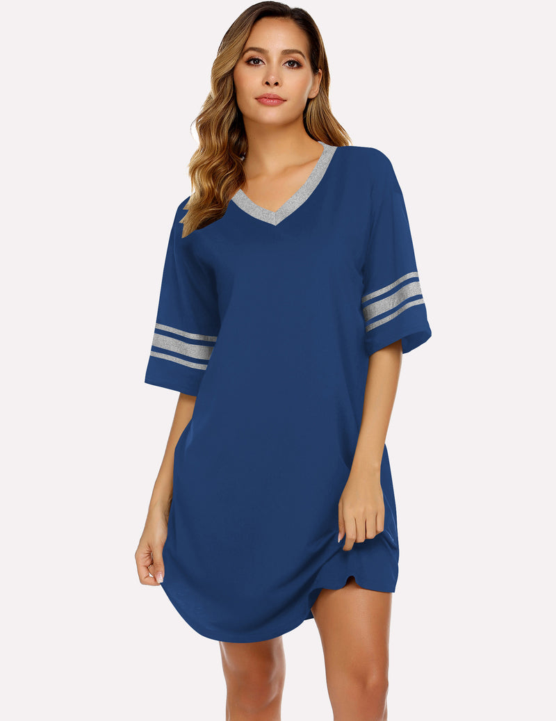 2 Pack Sleepshirts Short Sleeve Pajama Dress