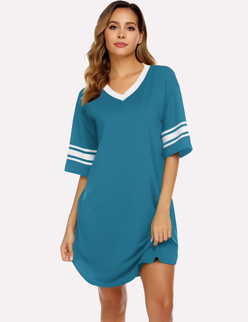 2 Pack Sleepshirts Short Sleeve Pajama Dress