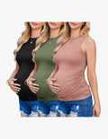 Maternity Tank Tops 3 Packs Ribbed Shirts