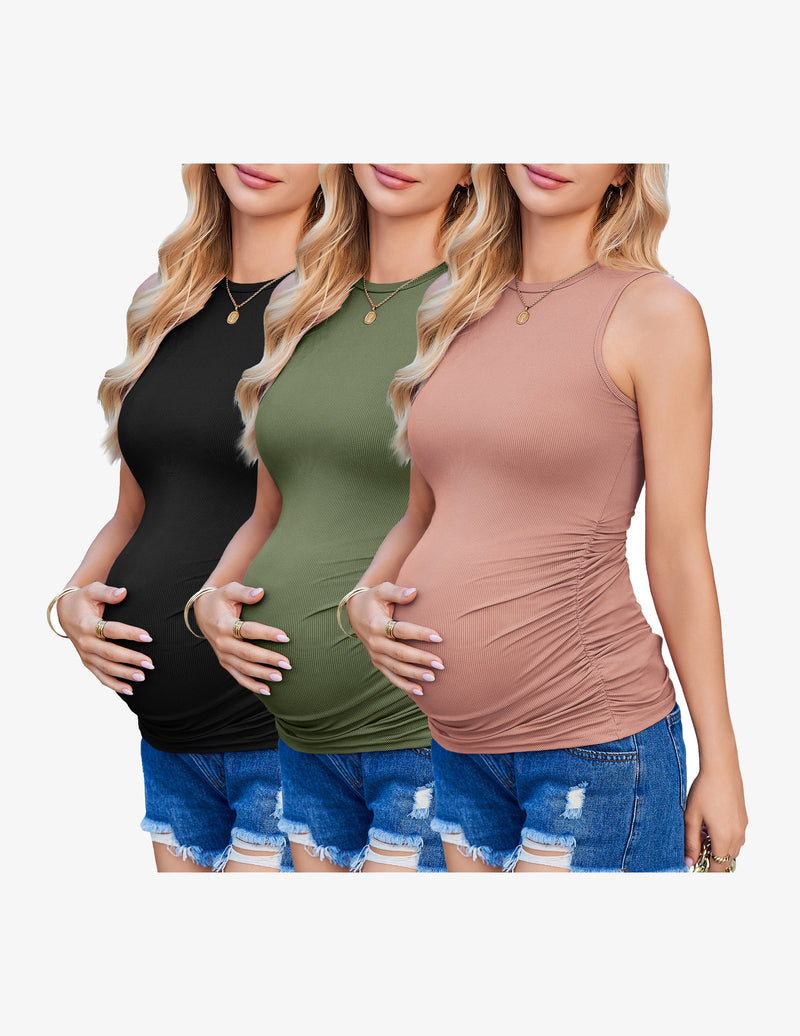 Maternity Tank Tops 3 Packs Ribbed Shirts