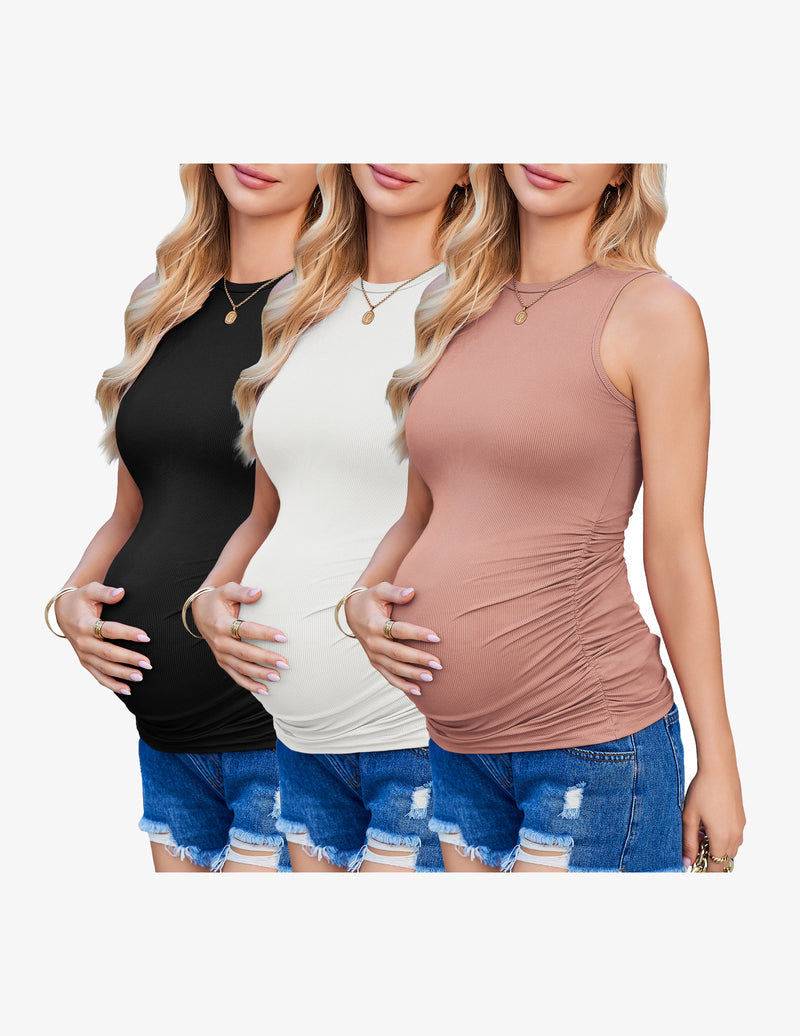 Maternity Tank Tops 3 Packs Ribbed Shirts