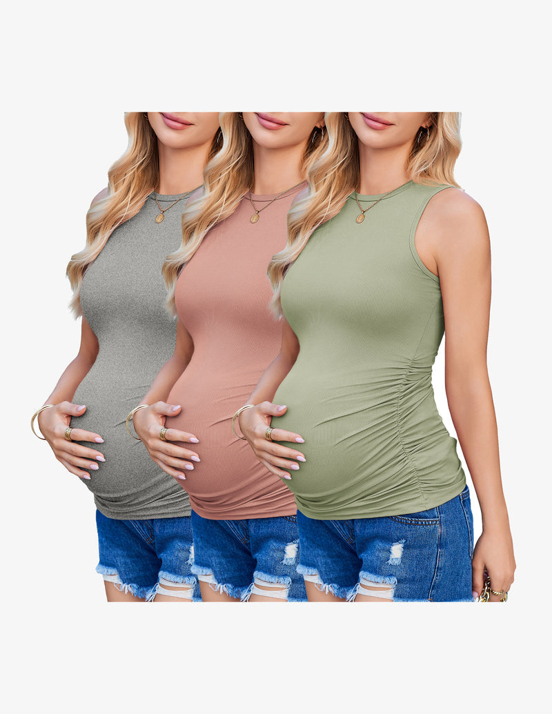 Maternity Tank Tops 3 Packs Ribbed Shirts