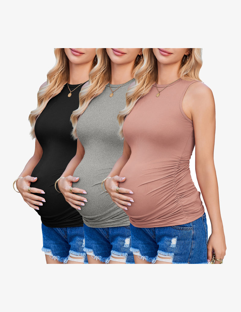 Maternity Tank Tops 3 Packs Ribbed Shirts