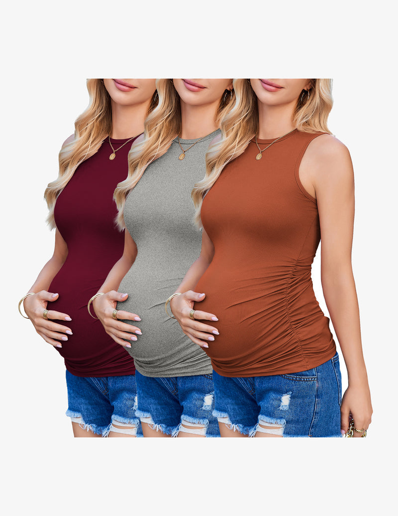 Maternity Tank Tops 3 Packs Ribbed Shirts