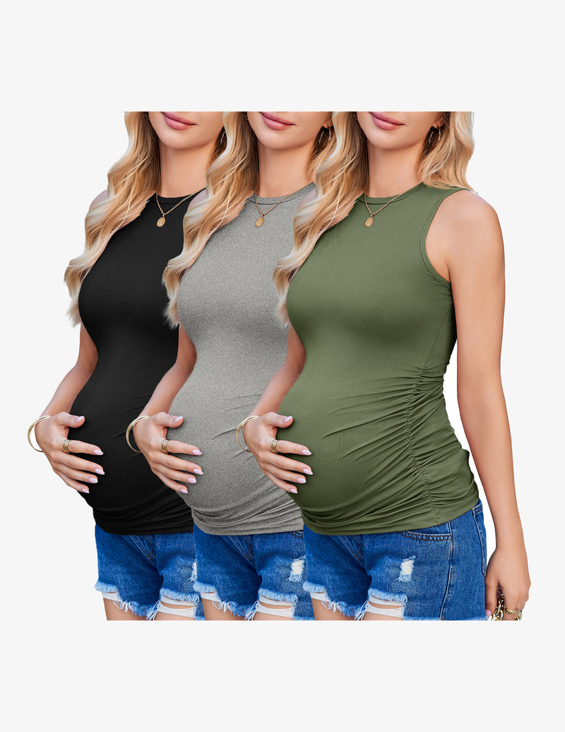 Maternity Tank Tops 3 Packs Ribbed Shirts