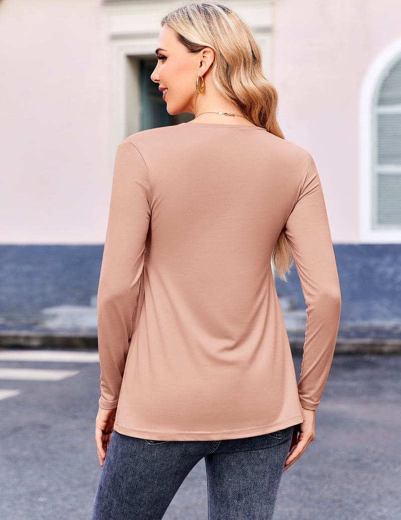 Maternity Shirts 3 Packs Pleated Long Sleeve Tops