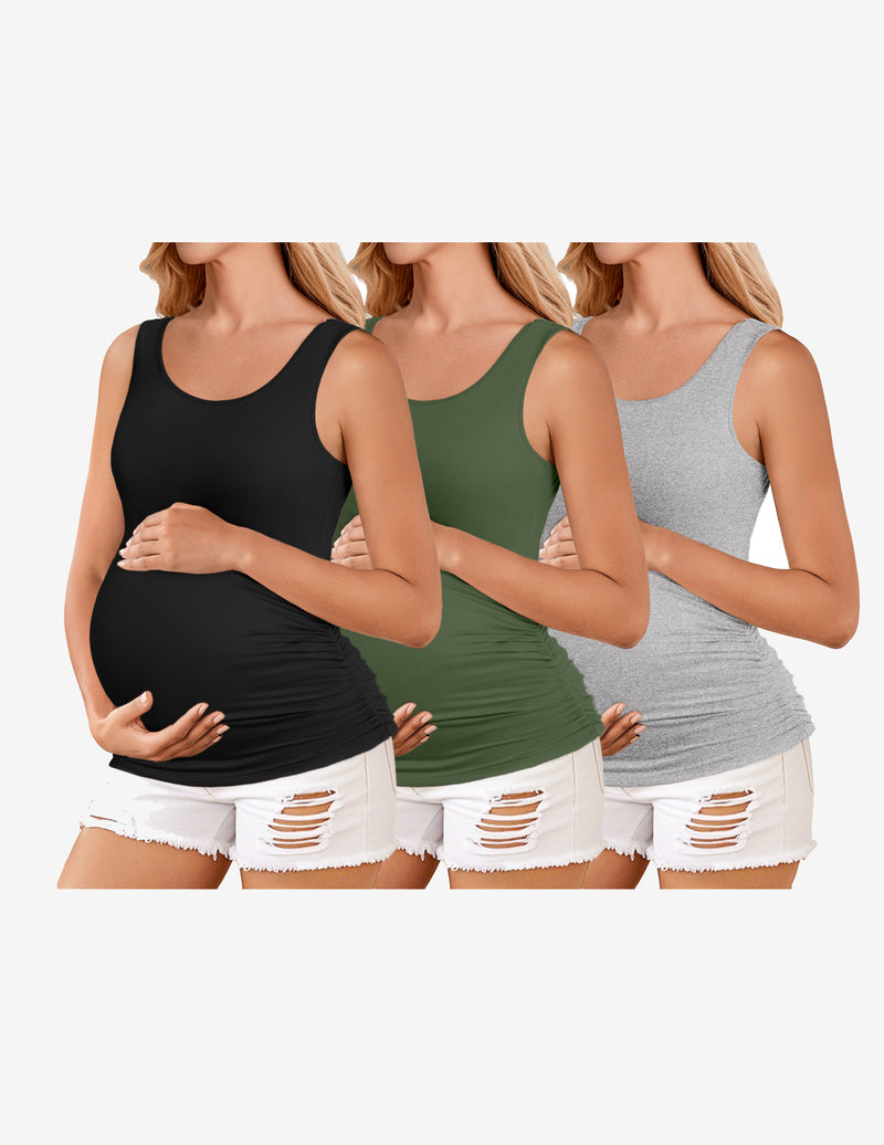 3 Pack Maternity Tank Tops Ruch Side Basic Shirts