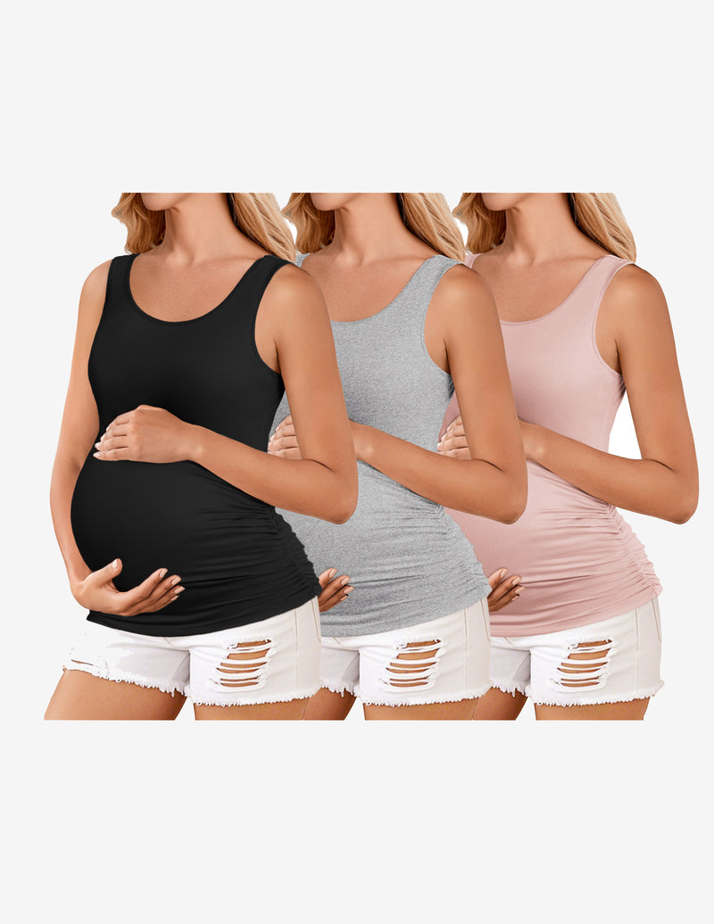 3 Pack Maternity Tank Tops Ruch Side Basic Shirts
