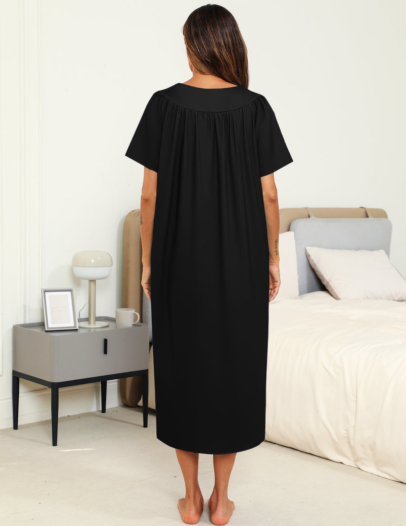 House Dress Pleated Front Moo Moos Nightgown