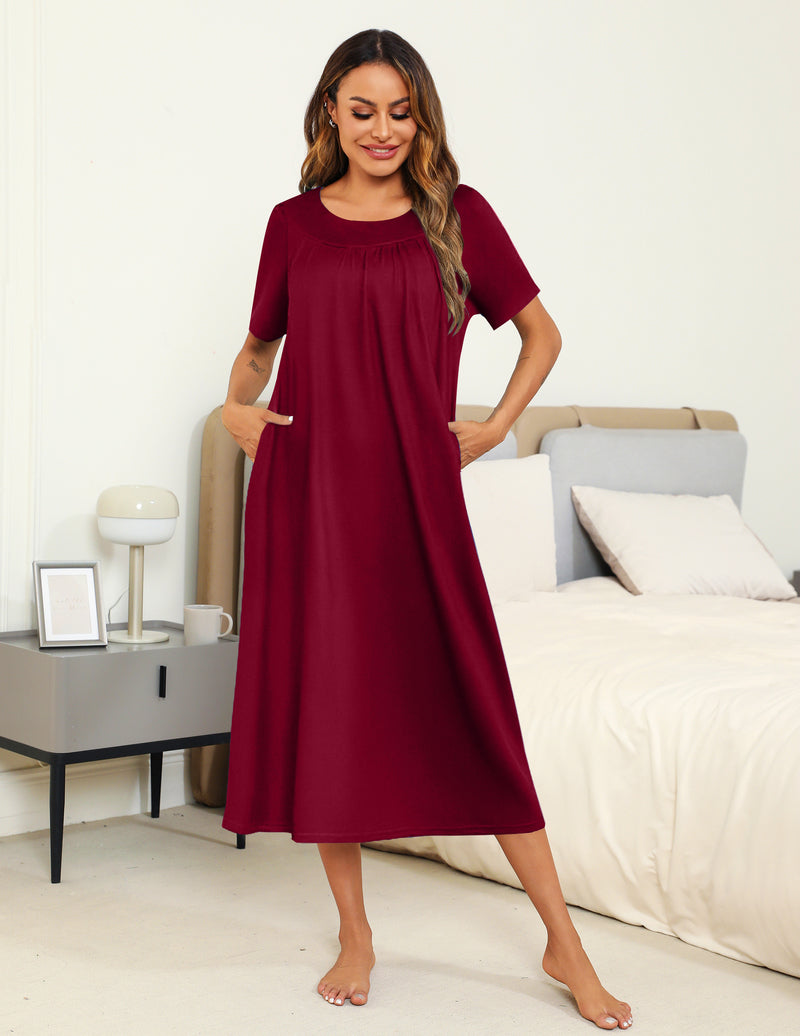 House Dress Pleated Front Moo Moos Nightgown