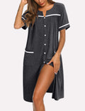 Button Down Sleepshirt Short Sleeve Nightshirt
