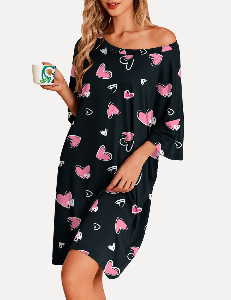 Oversized Sleep Shirt Short Sleeve Nightshirt