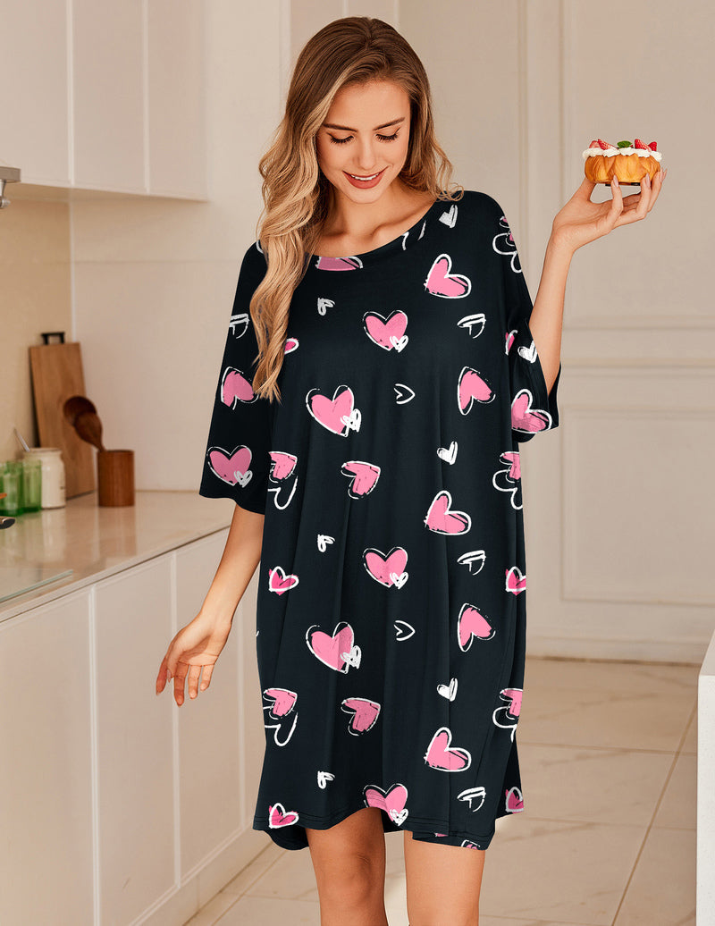 Oversized Sleep Shirt Short Sleeve Nightshirt