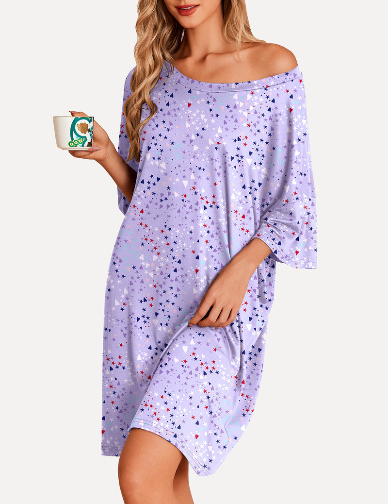 Oversized Sleep Shirt Short Sleeve Nightshirt