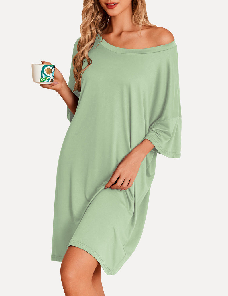 Oversized Sleep Shirt Short Sleeve Nightshirt