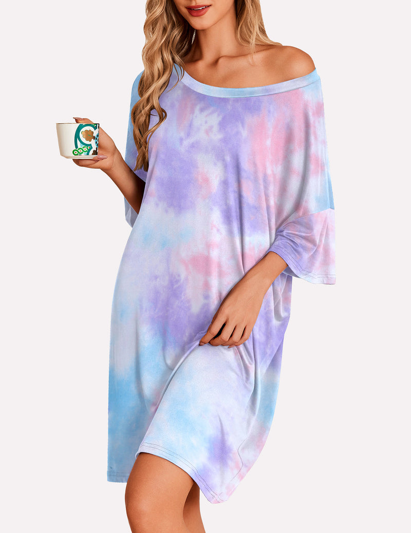 Oversized Sleep Shirt Short Sleeve Nightshirt