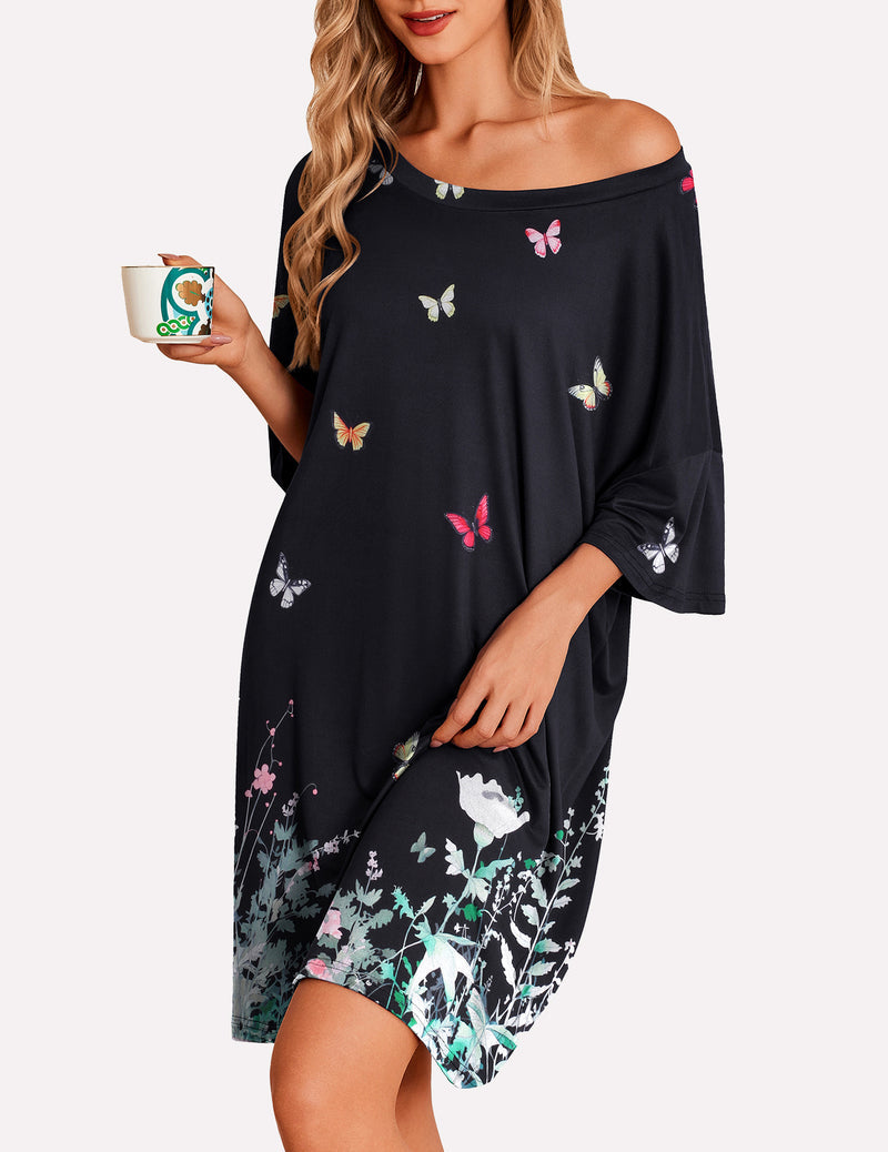 Oversized Sleep Shirt Short Sleeve Nightshirt
