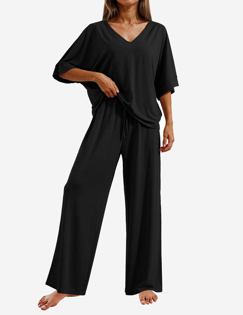 2 Piece Lounge Set Short Sleeve Tops and Long Pants