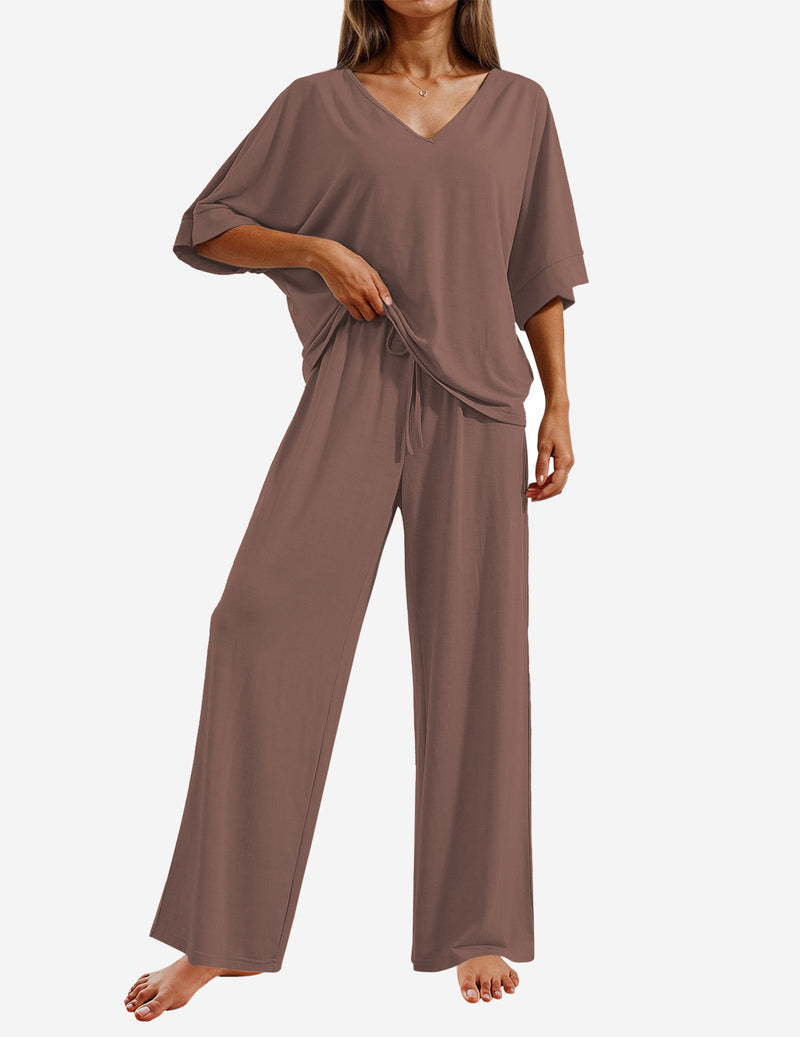 2 Piece Lounge Set Short Sleeve Tops and Long Pants