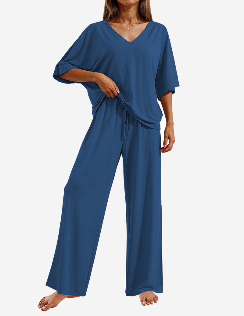 2 Piece Lounge Set Short Sleeve Tops and Long Pants